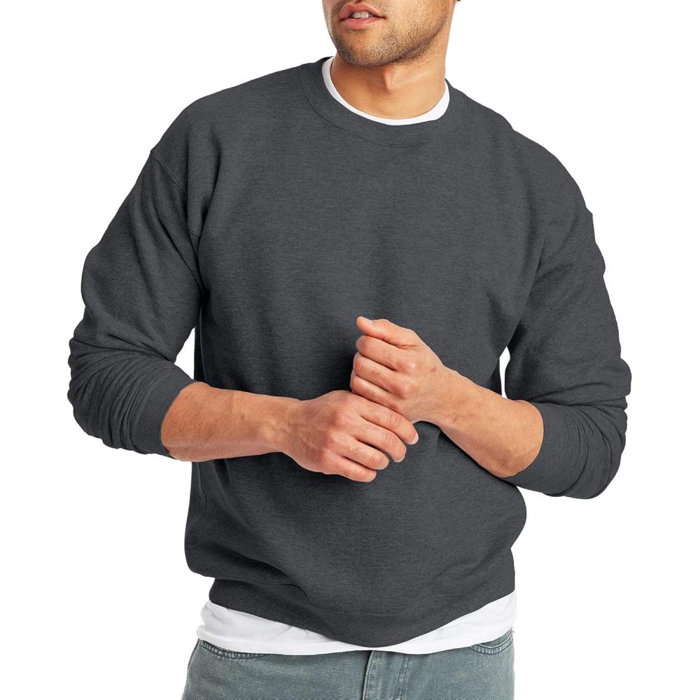 imageHanes Mens Sweatshirt EcoSmart Fleece Crewneck Sweatshirt Big amp Tall Available 1 or 2PackCharcoal Heather