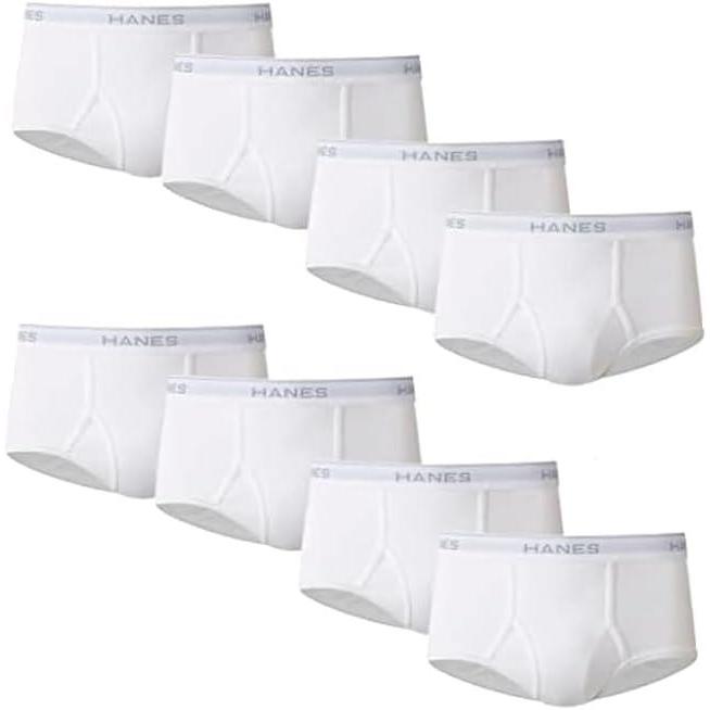 imageHanes Mens Underwear Brief Pack Cotton MidRise Briefs Moisture Wicking 6 9 amp 12 PacksWhite  8 Pack