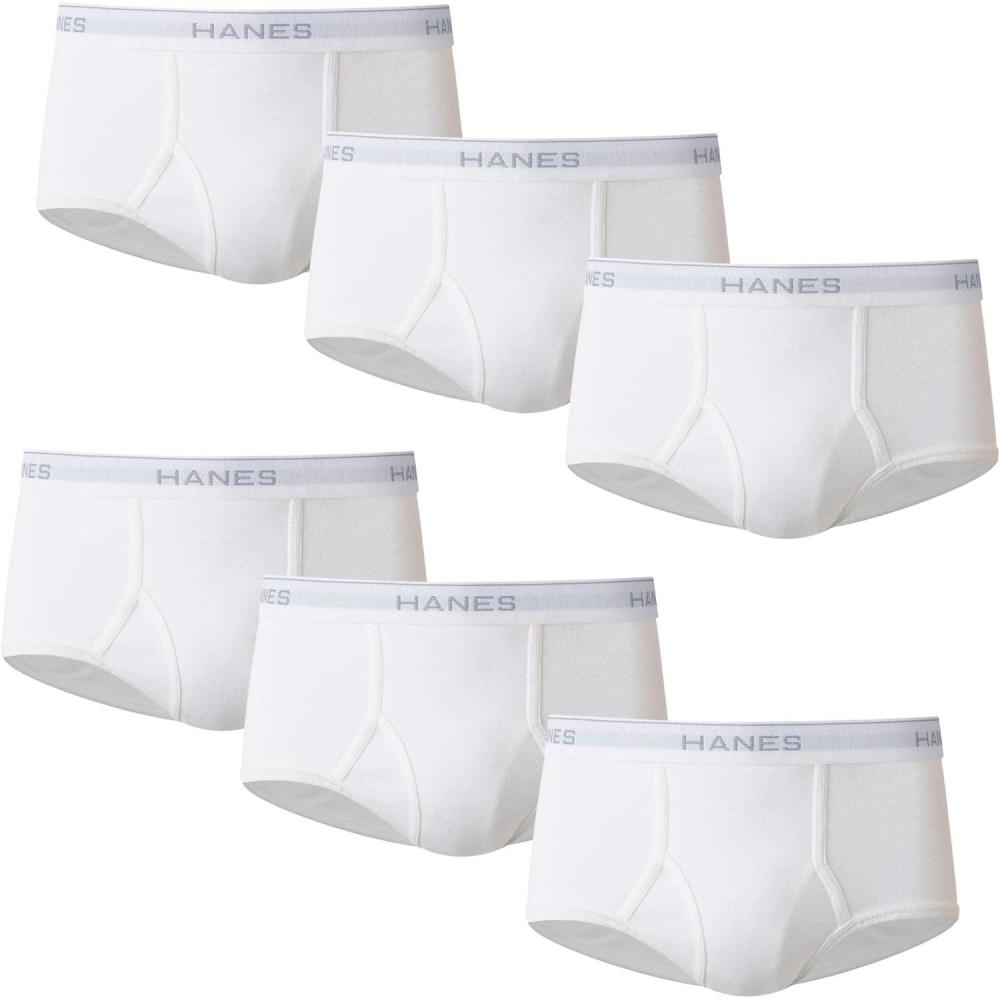 imageHanes Mens Underwear Brief Pack Full Rise Cotton Briefs MoistureWicking Underwear White MultipackWhite  6 Pack