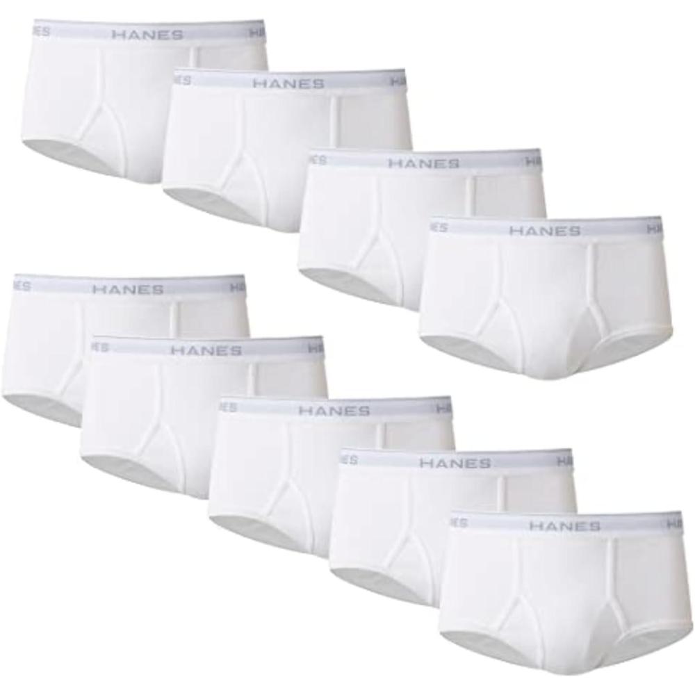 imageHanes Mens Underwear Brief Pack Full Rise Cotton Briefs MoistureWicking Underwear White MultipackWhite  9 Pack