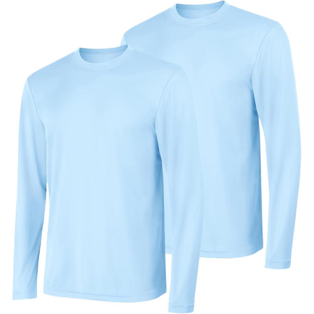 imageHanes Sport Mens LongSleeve TShirt Pack Cool DRI MoistureWicking Performance TShirts Performance Tee 2PackLight Blue