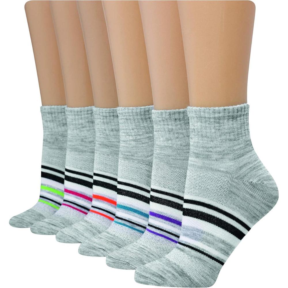 imageHanes womens Hanes Womens 6pair Lightweight Breathable Ventilation Ankle SocksGrey  6 Pack