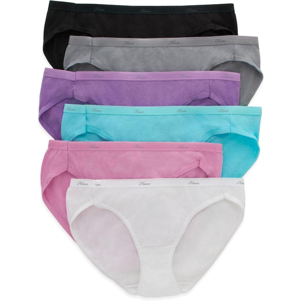 imageHanes womens HiCut Panties Pack Lightweight Cotton HiCuts 6Pack Retired Colors May VarySolidPrint Mix