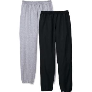Hanes Men’s Ecosmart Best Sweatpants, Athletic Lounge Pants with C”ed Cuffs(Black/Light Steel – 2 Pack)