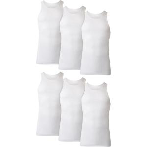 Hanes Men’s Tank Top Undershirt Pack, Moisture-Wicking Cotton Ribbed Tanks for Men, Multi-Pack, White or Black/Gray(White – 6 Pack)
