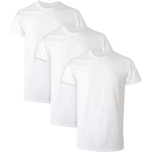 Hanes Mens Undershirt Packs, Stay-Tucked Soft Cotton Undershirts, Best Undershirts for Men, White/Black/Asstd Multipacks(White – 3 Pack)