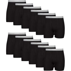 Hanes Men’s Underwear Boxer Briefs Pack, Cool & Breathable Cotton Moisture-Wicking Underwear for Men, No Ride Up(Black – 12 Pack)