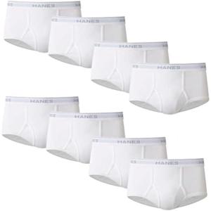 Hanes Men’s Underwear Brief Pack, Cotton Mid-Rise Briefs, Moisture Wicking, 6, 9 & 12 Packs(White – 8 Pack)