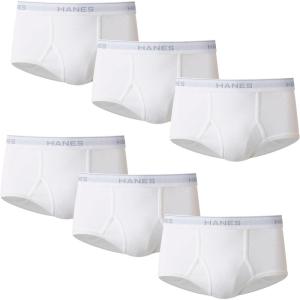 Hanes Men’s Underwear Brief Pack, Full Rise Cotton Briefs, Moisture-Wicking Underwear, White, Multi-pack(White – 6 Pack)