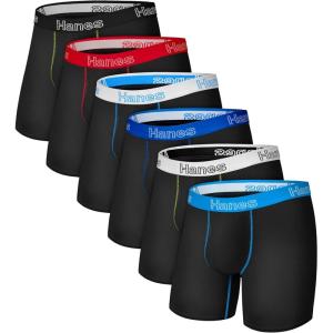 Hanes Men’s Underwear, Stretch Cotton Boxer Briefs for Men, Moisture-wicking, Multi-Pack(Black Color Band – 6 Pack)