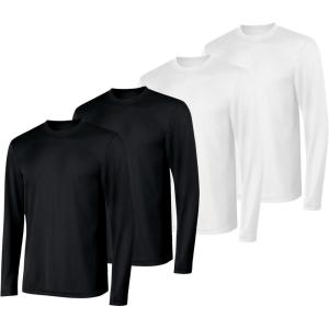 Hanes Sport Men’s Long-Sleeve T-Shirt Pack, Cool DRI Moisture-Wicking Performance T-Shirts, Performance Tee, 2-Pack(Black/White – 4 Pack)