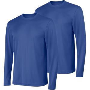 Hanes Sport Men’s Long-Sleeve T-Shirt Pack, Cool DRI Moisture-Wicking Performance T-Shirts, Performance Tee, 2-Pack(Deep Royal)