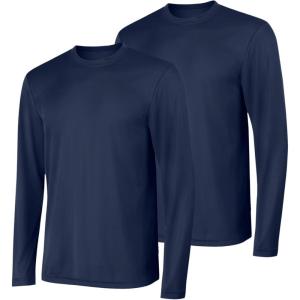 Hanes Sport Men’s Long-Sleeve T-Shirt Pack, Cool DRI Moisture-Wicking Performance T-Shirts, Performance Tee, 2-Pack(Navy)