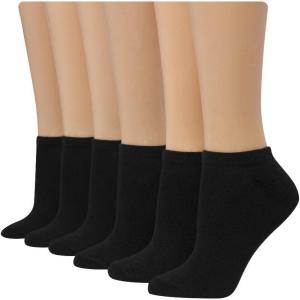 Hanes Women’s 6-Pair Comfort Fit No Show Socks(Solid Black)