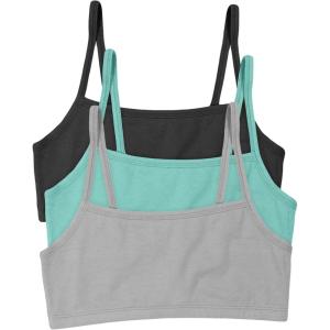 Hanes Women’s Cropped Bralette Pack, 3-Pack, Breathable Crop Top Bras, Solid or Assorted, 3-Pack(Concrete Heather/Isle Green/Moonlight)