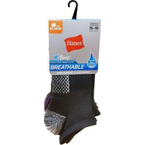 Hanes Women’s Socks, Lightweight Breathable Socks, No Show and Super No Show, 6-Pack(Black/Grey)