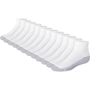 Hanes boys Ankle Socks, 14 Pairs, Stretch-cotton Socks for Boys, Moisture-wicking, Cushioned(Ankle – White/Grey Bottom – 12 Pack)