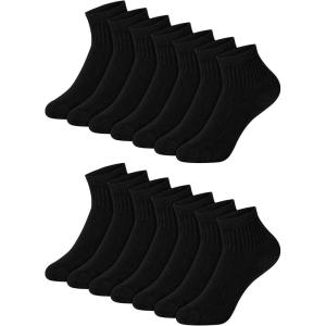Hanes boys Ankle Socks, 14 Pairs, Stretch-cotton Socks for Boys, Moisture-wicking, Cushioned(Black)