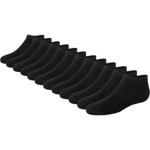 Hanes boys Ankle Socks, 14 Pairs, Stretch-cotton Socks for Boys, Moisture-wicking, Cushioned(No Show – Black – 12 Pack)