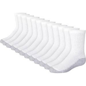 Hanes boys Ankle Socks, 14 Pairs, Stretch-cotton Socks for Boys, Moisture-wicking, Cushioned(White/Grey Bottom)