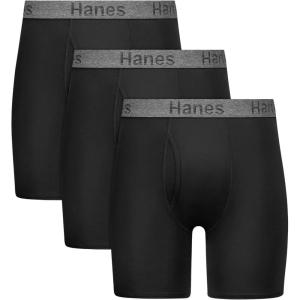 Hanes mens Stay Dry Pouch Boxer Briefs, Performance Stretch Boxer Brief With Leak Protection, 3-pack(Black)