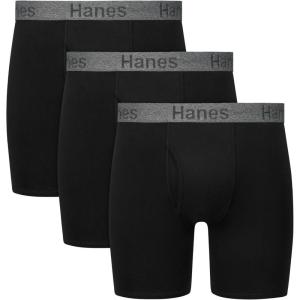 Hanes mens Stay Dry Pouch Boxer Briefs, Performance Stretch Boxer Brief With Leak Protection, 3-pack(Black black black)