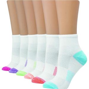 Hanes womens Hanes Women’s 6-pair Lightweight Breathable Ventilation Ankle Socks(White Assorted – 6 Pack)