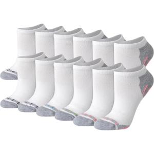 Hanes womens Hanes Women’s 6-pair Lightweight Breathable Ventilation Ankle Socks(White/Grey – 12 Pack)