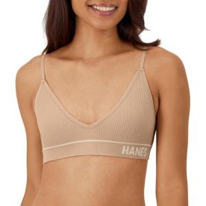 Hanes Women’s Originals Seamless Triangle Rib Bralette, Soft Ribbed Bras, ComfortFlex Fit Bra(Deep Glow)