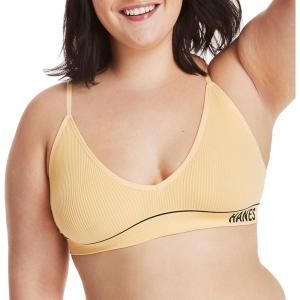 Hanes Women’s Originals Seamless Triangle Rib Bralette, Soft Ribbed Bras, ComfortFlex Fit Bra(Goldie)