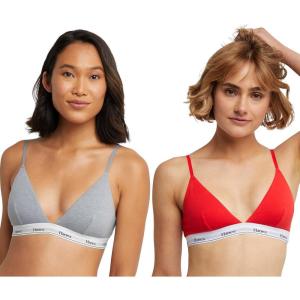 Hanes Women’s Triangle Bralette Pack, 2-Pack, Originals Breathable Stretch Cotton Bras for Women, Wireless Bra(Shelton Red/Concrete Heather)