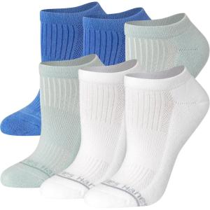 Hanes womens Supersoft Socks, Stretch No Show and Mid Crew Socks, 6-pairs(Blue/White)