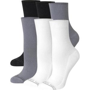 Hanes womens Supersoft Socks, Stretch No Show and Mid Crew Socks, 6-pairs(White/Black)