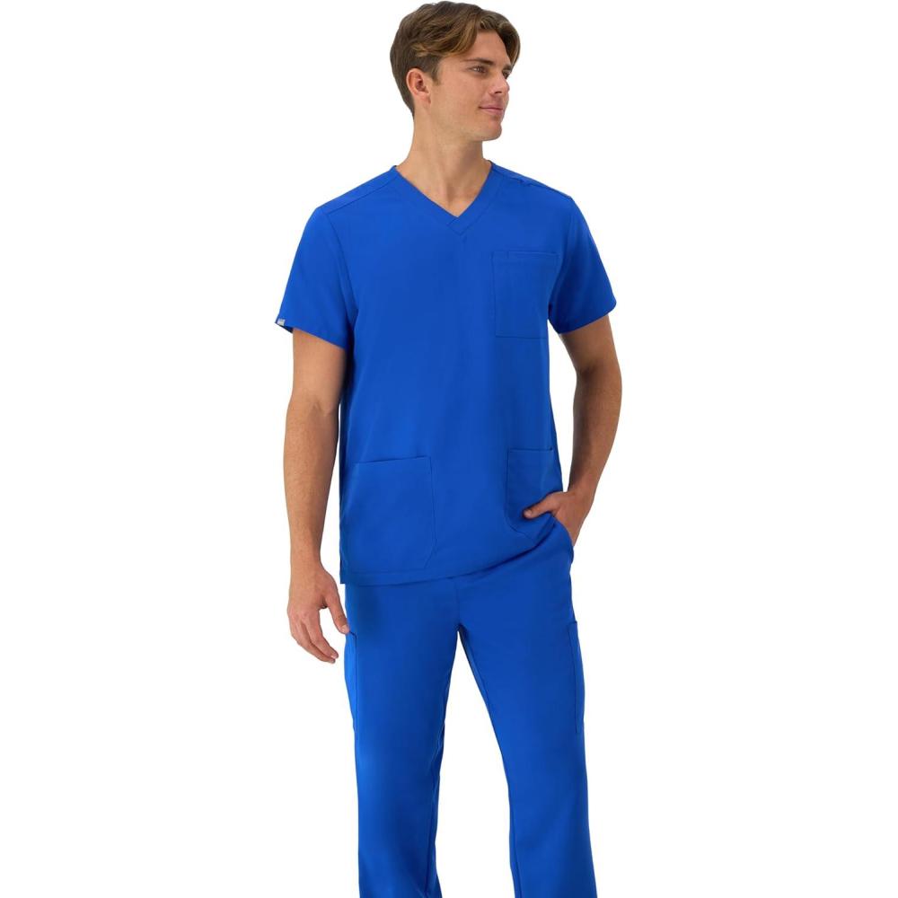 imageHanes Mens Scrubs Healthcare Top MoistureWicking Stretch Scrub Shirts for Men Odor ControlRoyal Blue