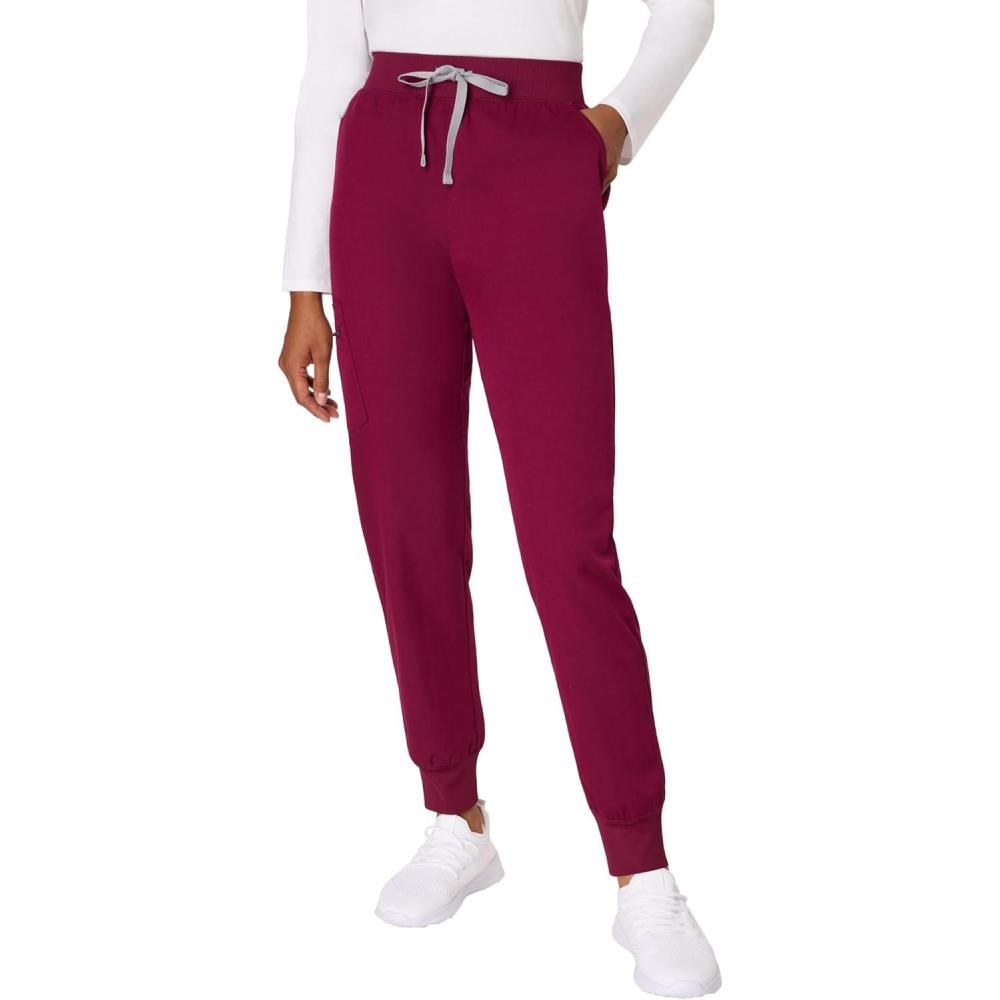 imageHanes Womens Scrub Joggers Comfort Fit Healthcare Pants for Women MoistureWicking Medical Scrubs with Odor ControlAfternoon Burgundy