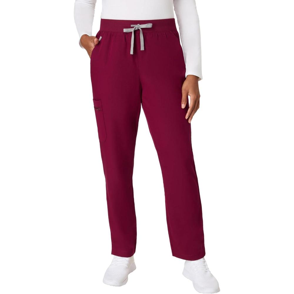 imageHanes Womens Scrub Pants Comfort Fit Healthcare Pants for Women MoistureWicking Medical ScrubsAfternoon Burgundy