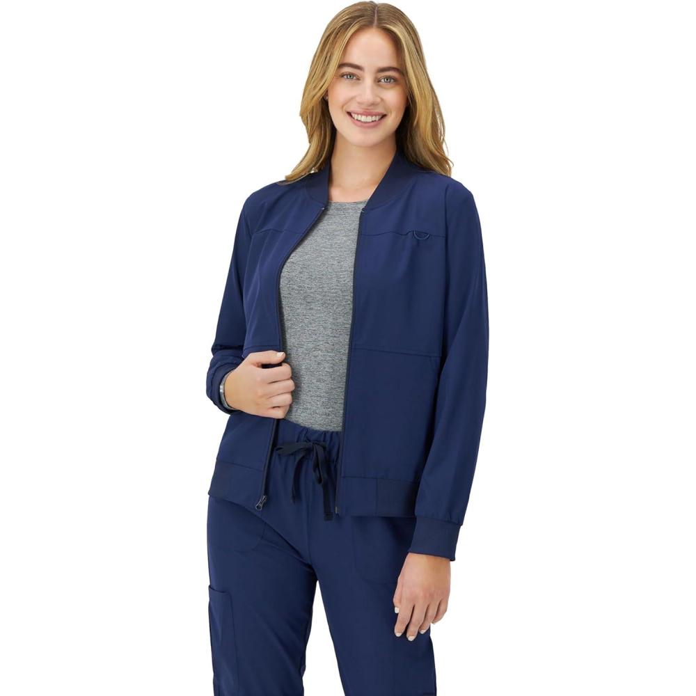 imageHanes Womens Scrubs ZipUp Bomber JacketAthletic Navy