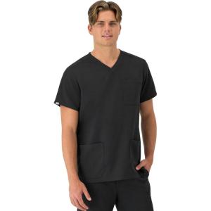 Hanes Mens Scrubs Healthcare Top, Moisture-Wicking Stretch Scrub Shirts for Men, Odor Control(New Ebony)