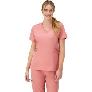 Hanes Women’s Scrubs Healthcare Top, Moisture-Wicking Stretch Scrub Shirts, Ribbed Side Panels(Rose Ranch Pink)