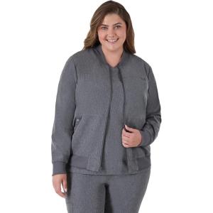 Hanes Women’s Scrubs Zip-Up Bomber Jacket(Ebony Heather)