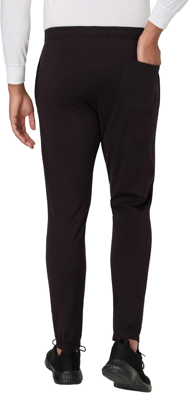 imageHanes Mens Cotton Jersey Jogger Knit Sweatpants with Pockets Jogger Cinched Cuff and Straight LegBlack