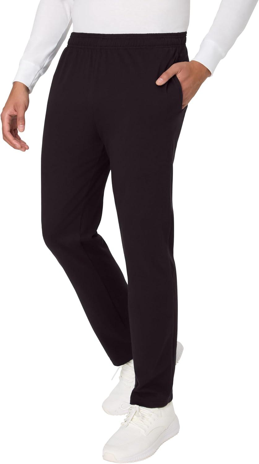 imageHanes Mens Cotton Jersey Jogger Knit Sweatpants with Pockets Jogger Cinched Cuff and Straight LegBlack