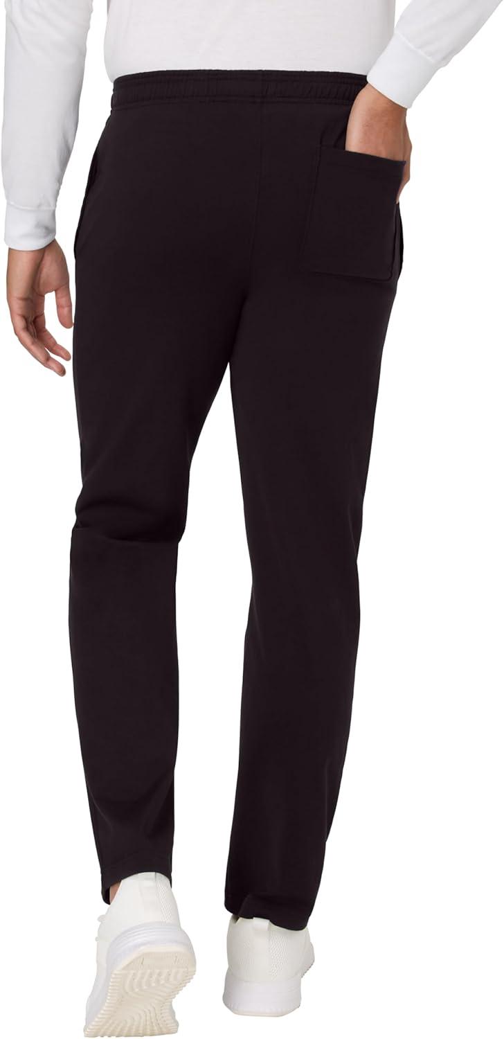 imageHanes Mens Cotton Jersey Jogger Knit Sweatpants with Pockets Jogger Cinched Cuff and Straight LegBlack