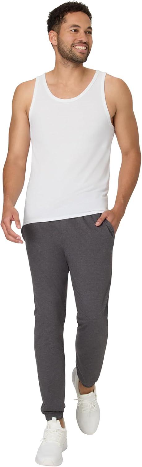 imageHanes Mens Cotton Jersey Jogger Knit Sweatpants with Pockets Jogger Cinched Cuff and Straight LegCharcoal Heather