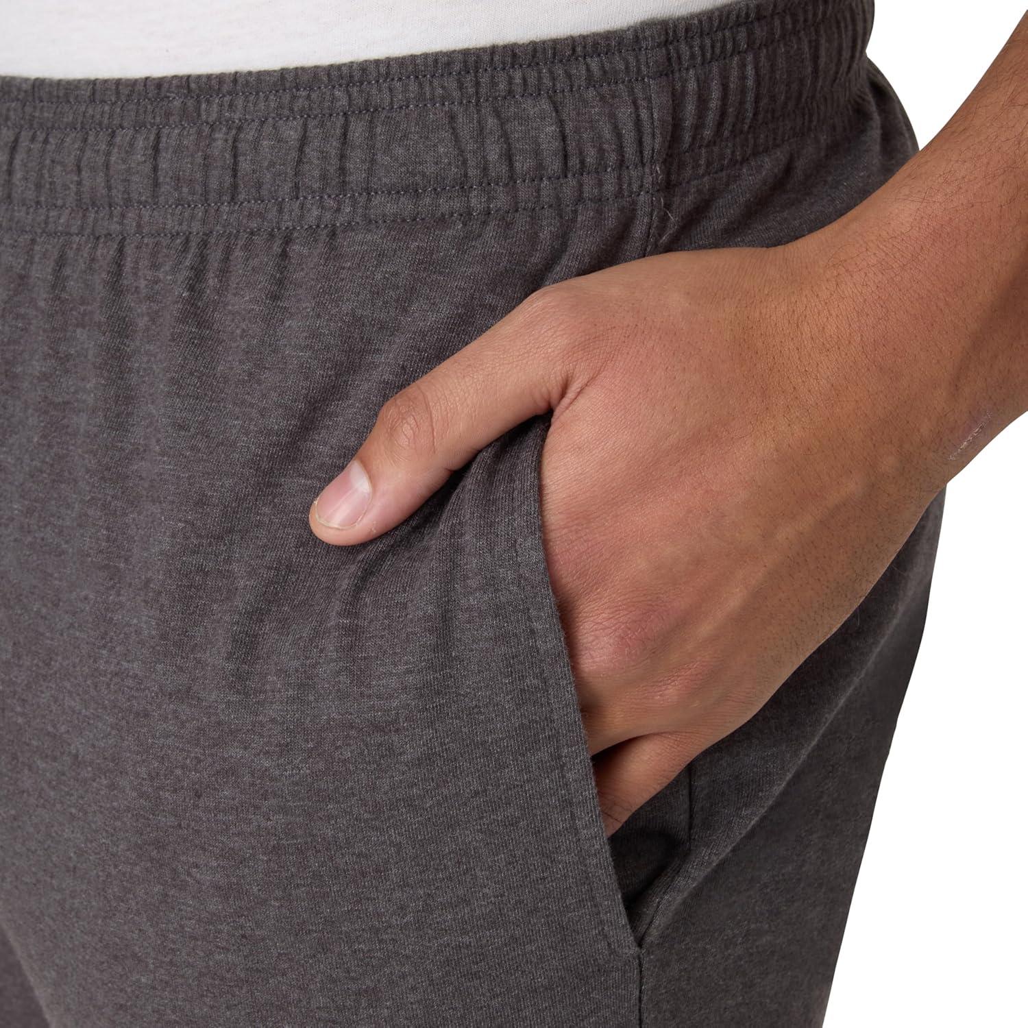 imageHanes Mens Cotton Jersey Jogger Knit Sweatpants with Pockets Jogger Cinched Cuff and Straight LegCharcoal Heather