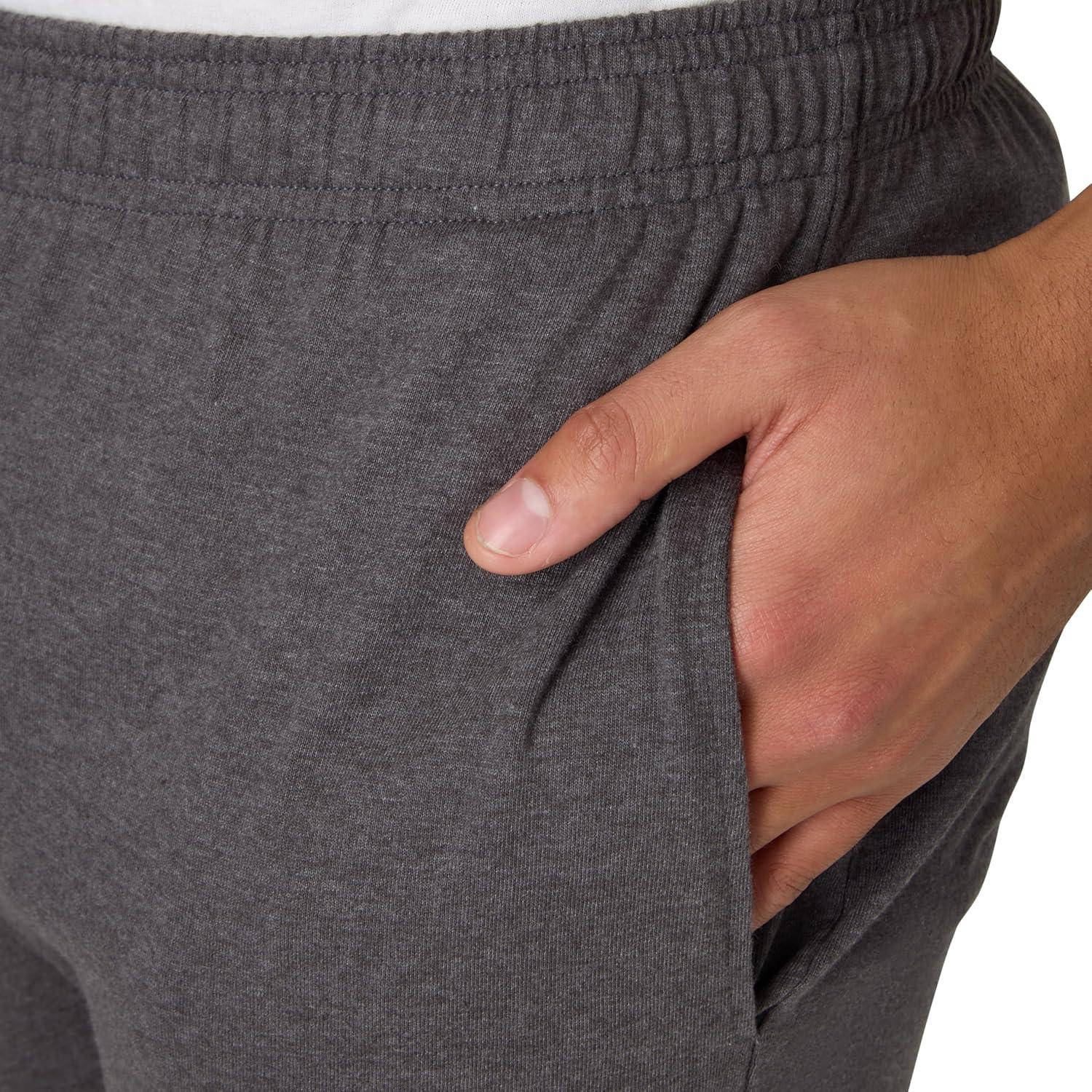 imageHanes Mens Cotton Jersey Jogger Knit Sweatpants with Pockets Jogger Cinched Cuff and Straight LegCharcoal Heather