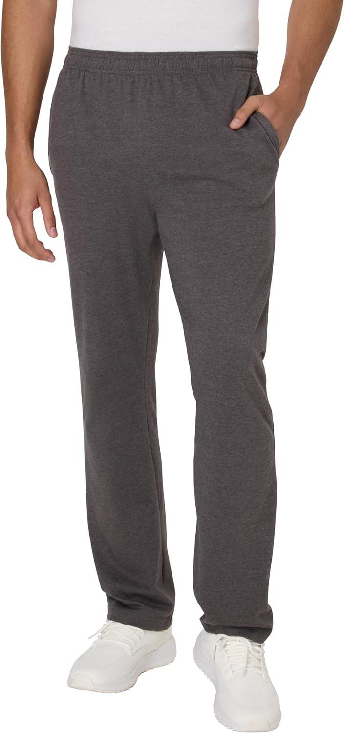 imageHanes Mens Cotton Jersey Jogger Knit Sweatpants with Pockets Jogger Cinched Cuff and Straight LegCharcoal Heather
