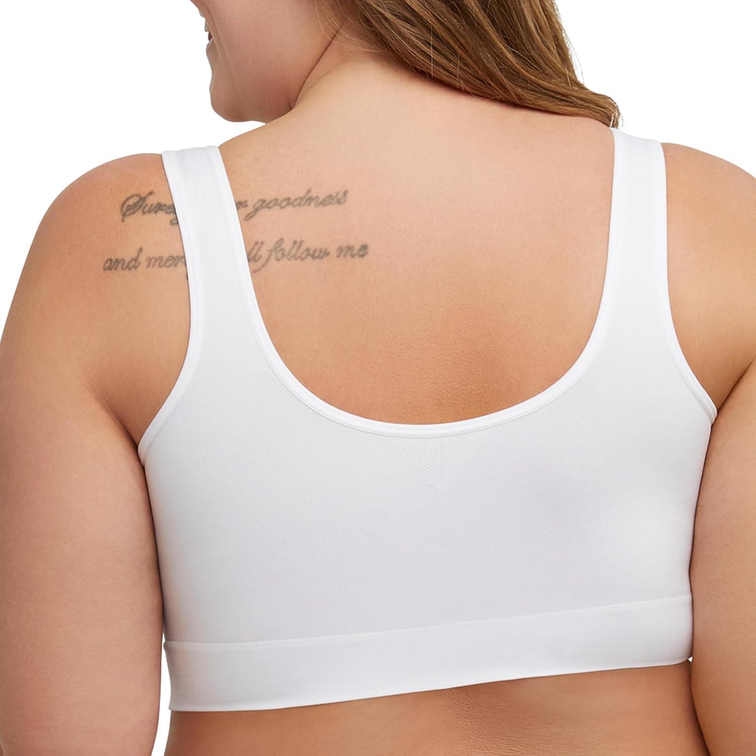 imageHanes Womens Just My Size Seamless Bralette Pure Comfort Light Support Pullover Bra Plus SizesWhite