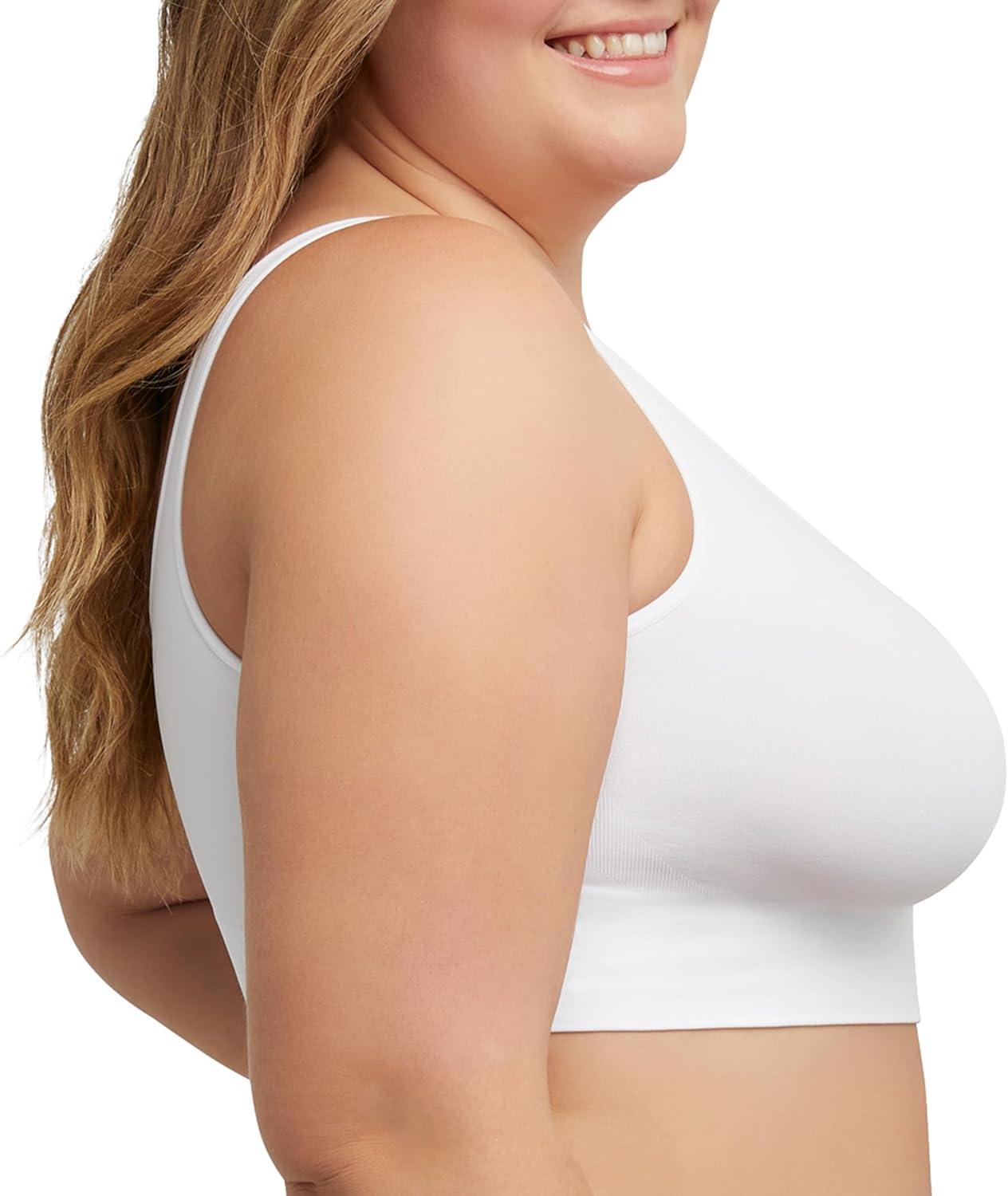 imageHanes Womens Just My Size Seamless Bralette Pure Comfort Light Support Pullover Bra Plus SizesWhite