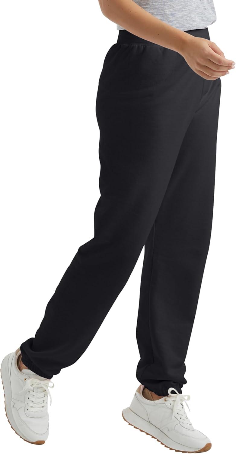 imageHanes Womens Sweatpants EcoSmart Fleece Joggers Pocketless Cinched Leg Sweatpants for Women 30Ebony